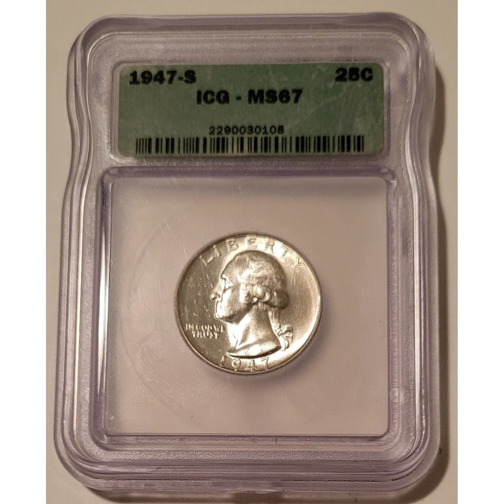1947 S Washington Quarter MS67 ICG